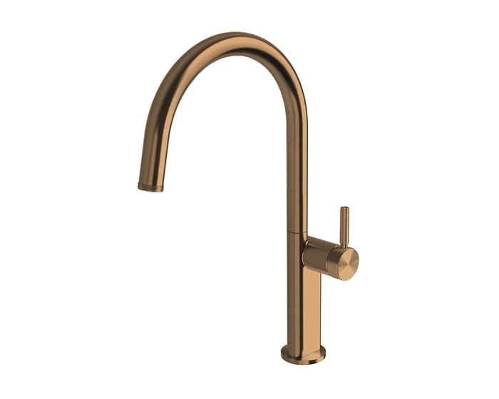 A brushed bronze gooseneck sink mixer