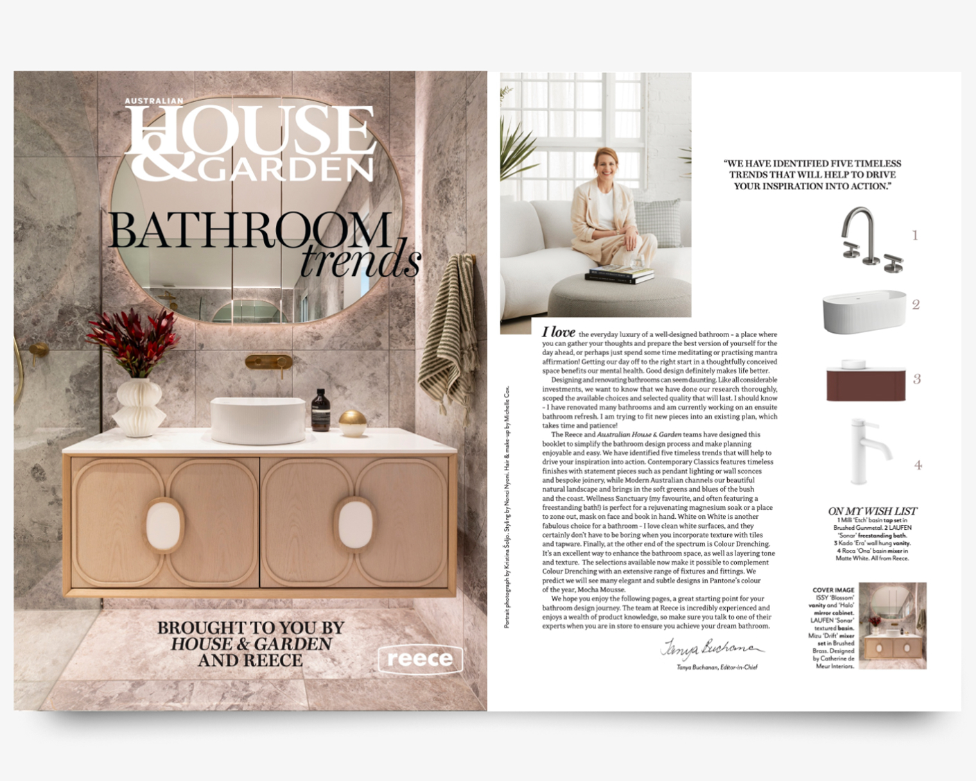 Contemporary bathroom trends presented in House & Garden magazine, showcasing innovative designs and stylish accessories.