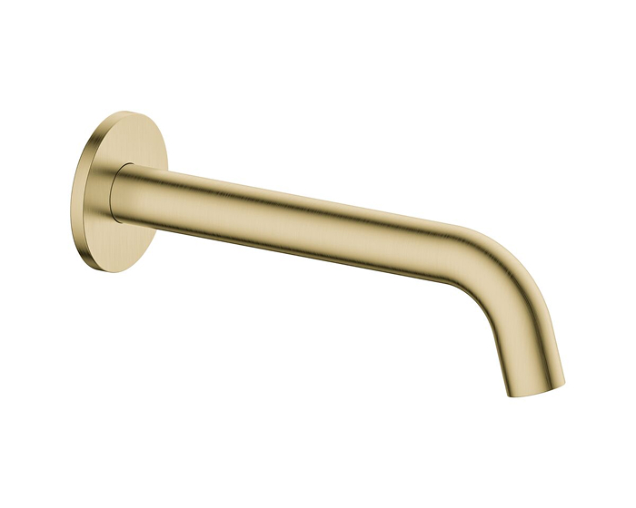 A basin outlet in brushed brass