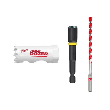 A selection of Milwaukee power tool accessories