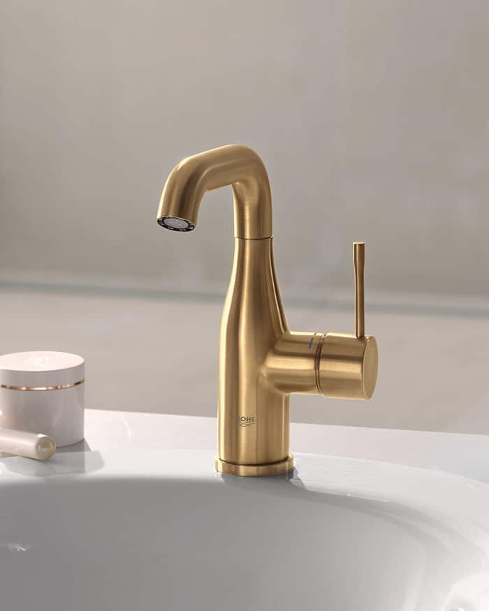 A gold basin mixer