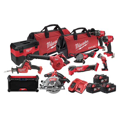 A selection of Milwaukee power tools