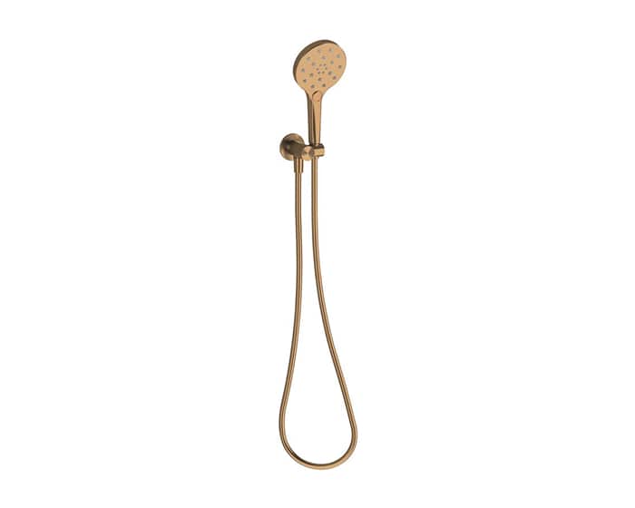 A brushed bronze hand shower