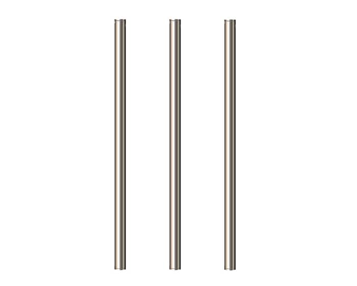 Three, brushed nickel vertical towel rails