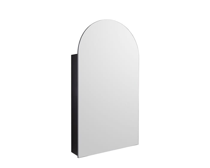 An arched mirrored-cupboard