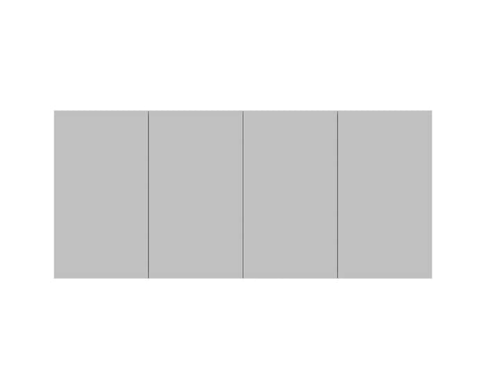 A four-door, mirrored shaving cabinet