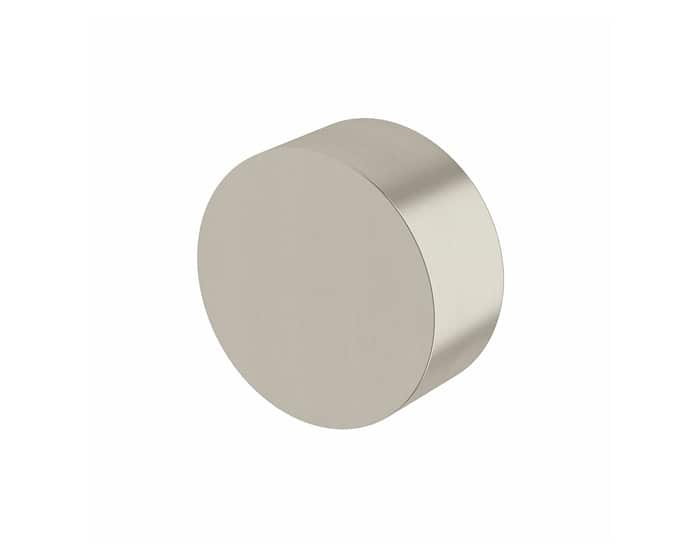 A round shower mixer in brushed nickel